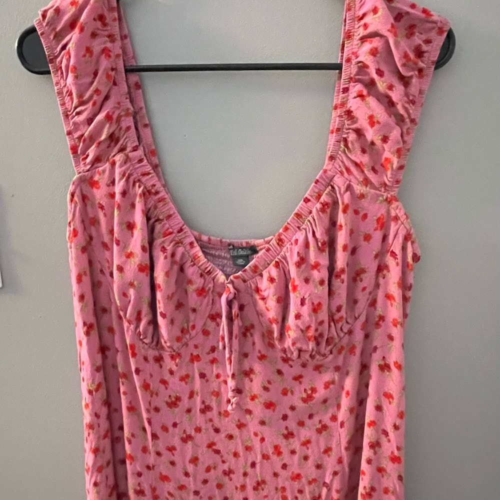 Wild Fable Ruched Pink Mini Dress with Tie Front
